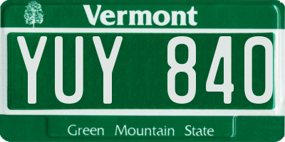 VT license plate YUY840