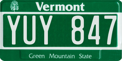 VT license plate YUY847