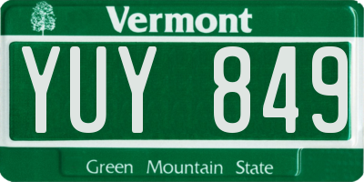 VT license plate YUY849
