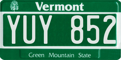 VT license plate YUY852
