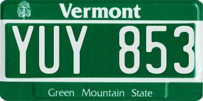 VT license plate YUY853