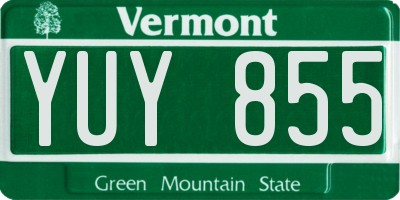 VT license plate YUY855