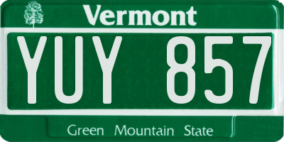 VT license plate YUY857
