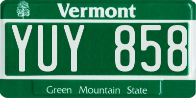 VT license plate YUY858