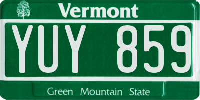 VT license plate YUY859