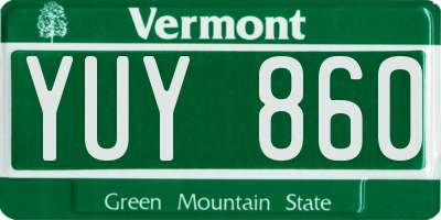 VT license plate YUY860