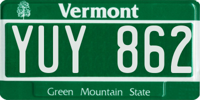 VT license plate YUY862