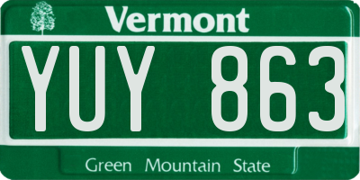 VT license plate YUY863