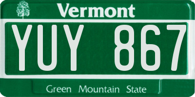 VT license plate YUY867