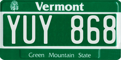 VT license plate YUY868