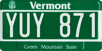 VT license plate YUY871