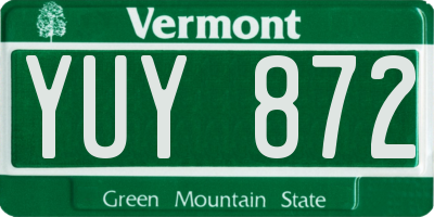VT license plate YUY872