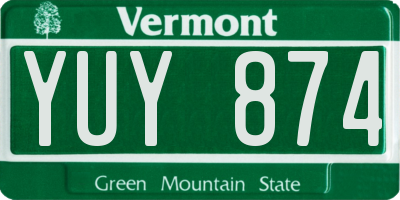 VT license plate YUY874
