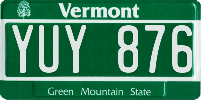 VT license plate YUY876