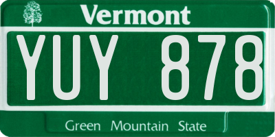 VT license plate YUY878