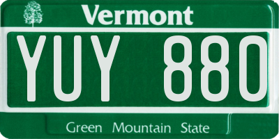 VT license plate YUY880