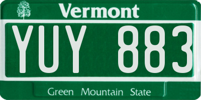 VT license plate YUY883