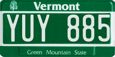 VT license plate YUY885