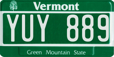 VT license plate YUY889