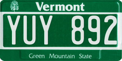 VT license plate YUY892