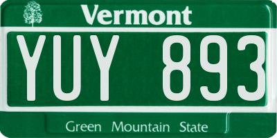 VT license plate YUY893