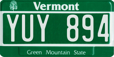 VT license plate YUY894