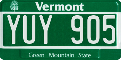 VT license plate YUY905