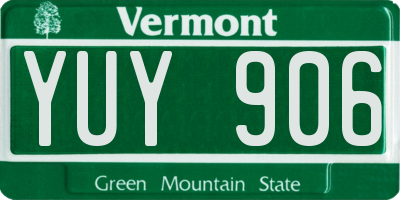 VT license plate YUY906