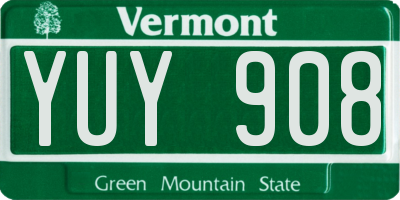 VT license plate YUY908