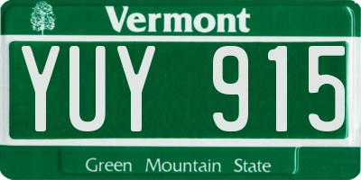 VT license plate YUY915