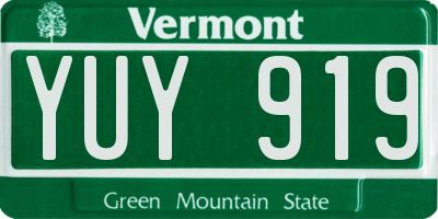 VT license plate YUY919