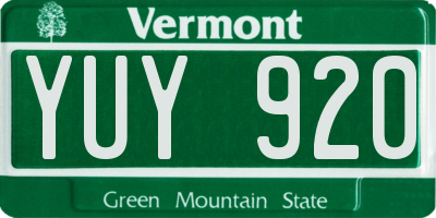 VT license plate YUY920