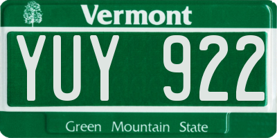 VT license plate YUY922