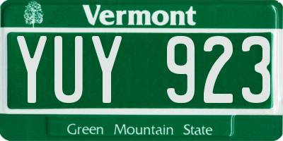 VT license plate YUY923