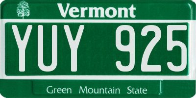 VT license plate YUY925