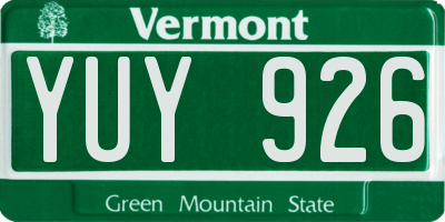 VT license plate YUY926