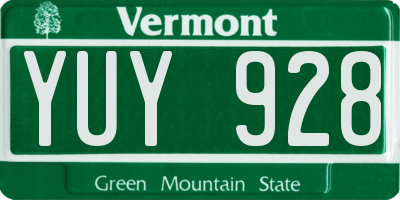 VT license plate YUY928