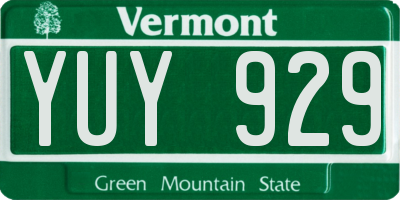 VT license plate YUY929