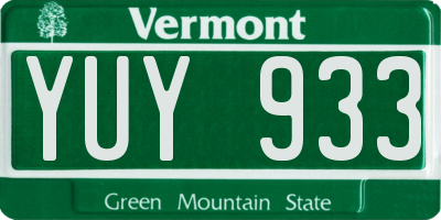 VT license plate YUY933