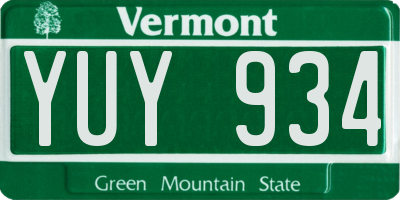 VT license plate YUY934