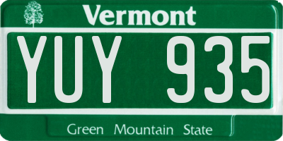 VT license plate YUY935