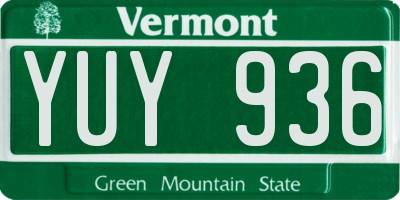 VT license plate YUY936