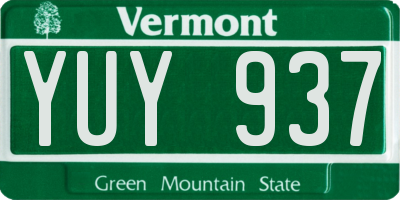 VT license plate YUY937