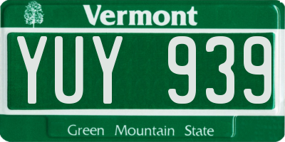 VT license plate YUY939
