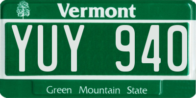 VT license plate YUY940