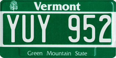 VT license plate YUY952