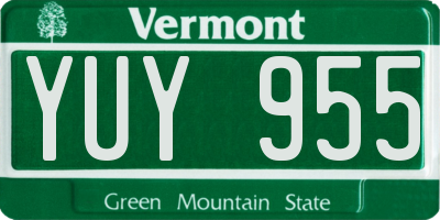 VT license plate YUY955