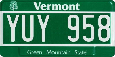 VT license plate YUY958