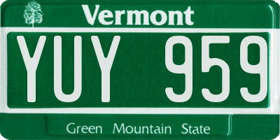 VT license plate YUY959