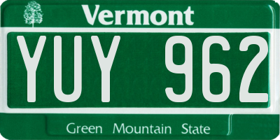 VT license plate YUY962